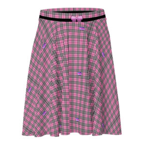 A playful pink plaid skirt from the Grim Girlz Collection, perfect for young women and girls who love to stand out with a sweet yet edgy style.