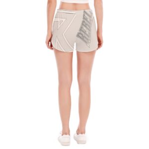 Lightweight running shorts featuring a grey base with bold white geometric accents. The shorts include an elastic waistband with an adjustable drawstring, offering a sleek and comfortable fit for athletic or casual wear.