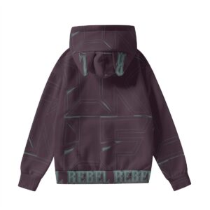 A hoodie featuring a bold abstract design in burgundy and teal, complete with 3D cat ears on the hood. The hoodie has a relaxed fit, adjustable drawstring, and soft fabric, blending playful details with edgy streetwear style.