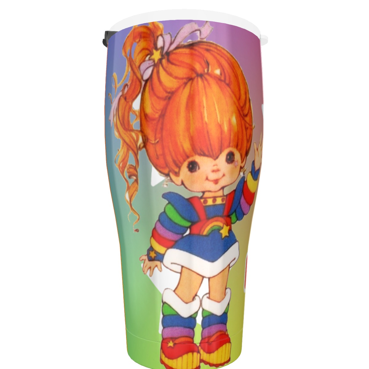 Rainbow Girl 30oz Cone Tumbler with retro colorful design for hot and cold drinks