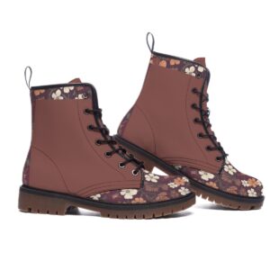 A pair of women’s lace-up boots featuring the Blooming Ember collection’s signature floral design in warm earth tones. The boots boast a rugged sole and lace-up detail for a perfect mix of durability and feminine style.