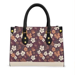 Handbag from the Blooming Ember collection featuring a floral design in warm plum and earthy tones. Durable and spacious for all-day wear.