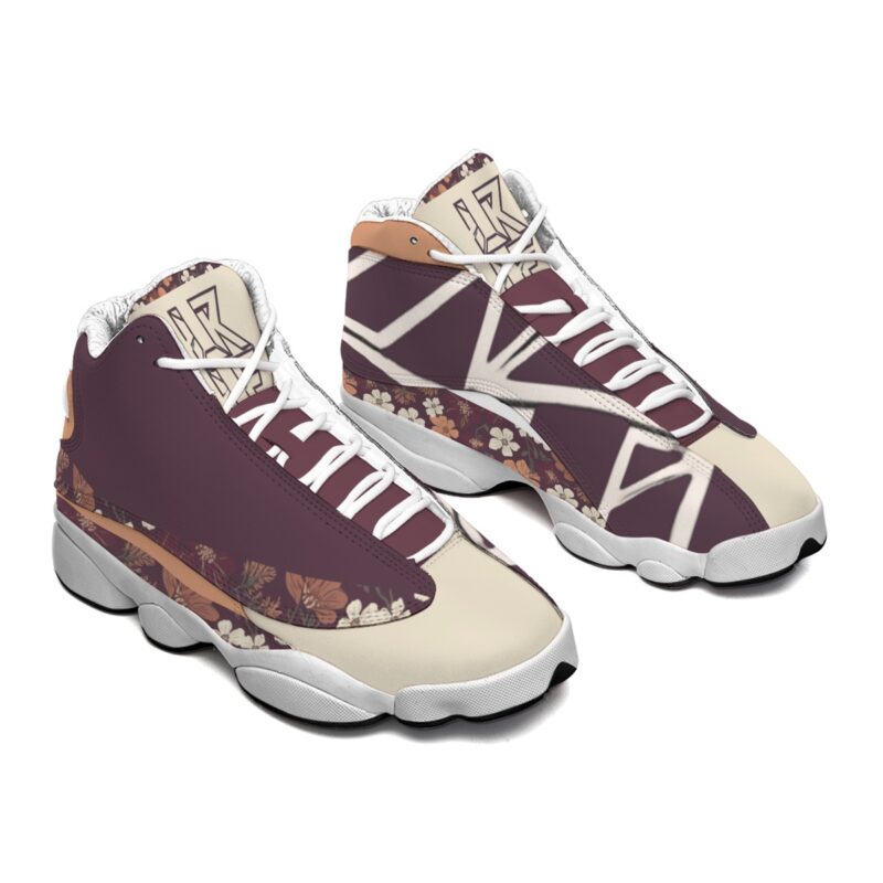 Bring a touch of elegance to your kicks with the Blooming Ember Floral High-Top Sneakers. Crafted for comfort and style, these high-tops boast a charming floral design on a rich maroon background, making them the ideal choice for those who want to stand out while staying active.