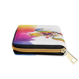 Rainbow Rider Mini Purse featuring a colorful unicorn and character design with a vibrant watercolor background.