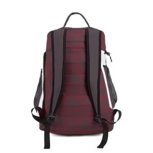 A bold burgundy and black backpack featuring a demon girl design from the Sweetly Sinister collection. Combines edgy style with practical functionality.