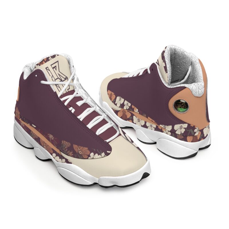 Bring a touch of elegance to your kicks with the Blooming Ember Floral High-Top Sneakers. Crafted for comfort and style, these high-tops boast a charming floral design on a rich maroon background, making them the ideal choice for those who want to stand out while staying active.