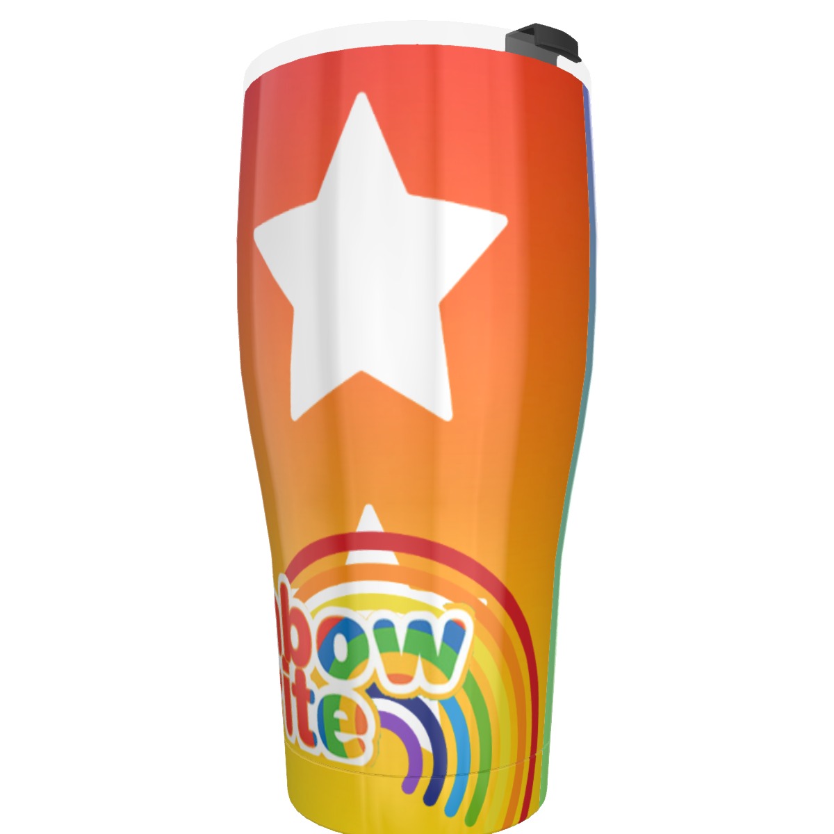 Rainbow Girl 30oz Cone Tumbler with retro colorful design for hot and cold drinks