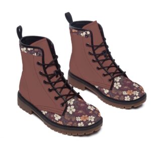 A pair of women’s lace-up boots featuring the Blooming Ember collection’s signature floral design in warm earth tones. The boots boast a rugged sole and lace-up detail for a perfect mix of durability and feminine style.