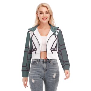 A cropped hoodie with a geometric block design in green, white, and black. The hoodie features a flattering cropped fit, long sleeves, and soft, breathable fabric. Part of the Rebel Move collection, it’s perfect for layering or rocking a bold, modern look.