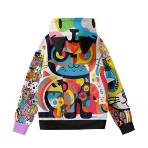 Bring playful energy to your wardrobe with the Pop Cat Hoodie with Ears. Featuring colorful cat graphics and whimsical ear details, this hoodie is perfect for adding fun and creativity to your everyday style.