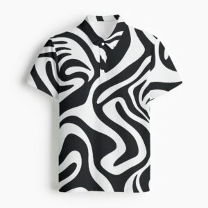 Turn heads with the Twilight Zone Abstract Polo Shirt. Its bold black-and-white design captures the essence of creativity and individuality, making it a must-have for any wardrobe. Lightweight, comfortable, and effortlessly stylish, this polo is perfect for any occasion.