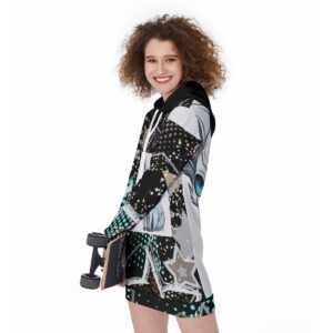 The Star Fox Women’s Long Hoodie Dress offers the perfect mix of comfort, style, and celestial charm. Featuring a cosmic fox print and starry accents, this long hoodie is a versatile must-have for fashion-forward individuals.