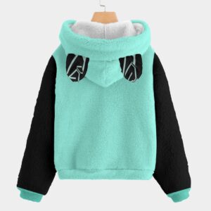 Snuggle up in style with the Minted Rebellion Sherpa Hoodie! From the super-soft Sherpa material to the fun ear-topped hood and bold geometric design, this hoodie is perfect for staying warm without compromising on personality.