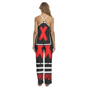 A bold black and white loungewear set with red "X" graphics, featuring a camisole top and wide-leg pants, part of the Don’t Apply collection.