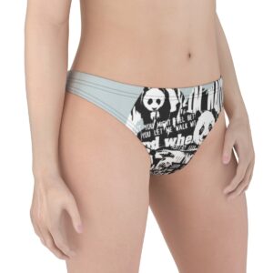 Make every day a little more fun with the Panda Print Thong Underwear. This graphic piece blends whimsical panda imagery with edgy text design in a versatile black-and-white palette. Lightweight, stylish, and designed for everyday comfort.