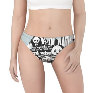 Make every day a little more fun with the Panda Print Thong Underwear. This graphic piece blends whimsical panda imagery with edgy text design in a versatile black-and-white palette. Lightweight, stylish, and designed for everyday comfort.