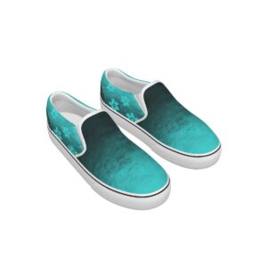 Overhead view of teal gradient slip-on shoes, part of the Vivid Blooms collection for women, offering bold tones and everyday comfort.