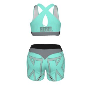 Take your fitness game to the next level with the Minted Rebellion Sports Bra & Shorts Set. Featuring vibrant mint tones with bold accents, this set is perfect for any workout or athleisure look. The supportive bra and flexible shorts work together to provide unmatched comfort and style. Be ready to rebel against ordinary gym wear!