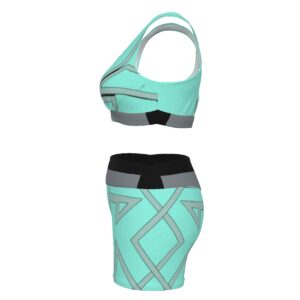 Take your fitness game to the next level with the Minted Rebellion Sports Bra & Shorts Set. Featuring vibrant mint tones with bold accents, this set is perfect for any workout or athleisure look. The supportive bra and flexible shorts work together to provide unmatched comfort and style. Be ready to rebel against ordinary gym wear!