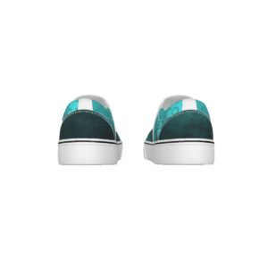 Overhead view of teal gradient slip-on shoes, part of the Vivid Blooms collection, featuring bold tones for a stylish, comfortable look.