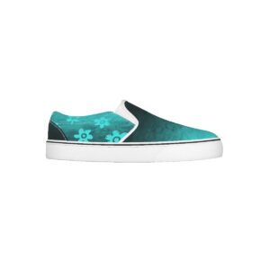 Overhead view of teal gradient slip-on shoes, part of the Vivid Blooms collection for women, offering bold tones and everyday comfort.