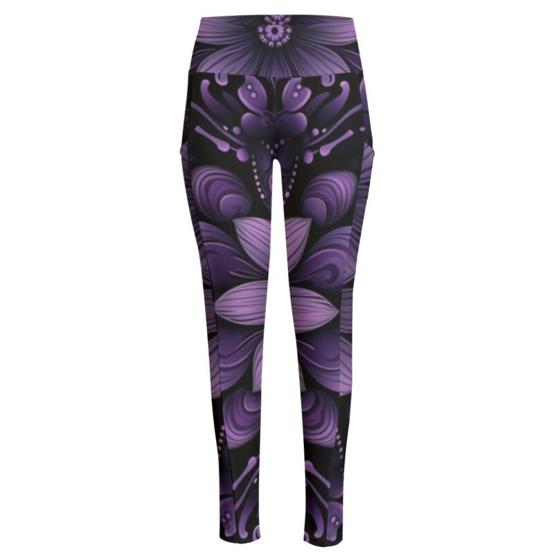 Unleash your inner goddess with the Mystic Bloom Purple Leggings. The bold floral print in mesmerizing shades of purple creates an effortlessly chic look, while the flexible and breathable fabric ensures all-day comfort.