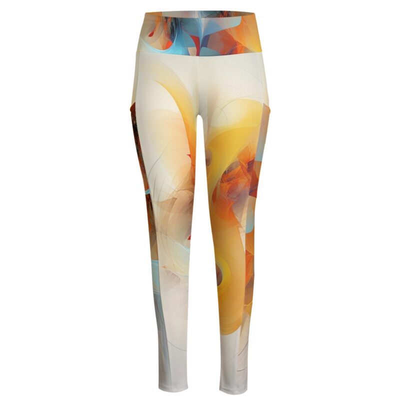Step into a world of abstract artistry with the Golden Glow Abstract Leggings. Their radiant palette of warm and cool tones creates a stunning visual flow, ideal for making a chic statement during workouts or casual wear. Designed for maximum comfort and style.