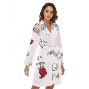 Wrap yourself in empowerment with the Girl Gang Robe. Designed with quirky graphics, motivational slogans, and a chic rose accent, this robe is your go-to for comfort and confidence. Perfect for downtime or uplifting mornings.