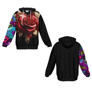 The Pop Rose Heavy Fleece Zip Hoodie redefines streetwear with its bold rose graphic on the front and vibrant pop art details on the sleeves. Perfect for those who love mixing elegance with a splash of fun, this hoodie keeps you cozy and stylish all day.