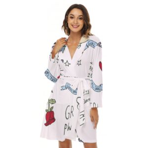 Wrap yourself in empowerment with the Girl Gang Robe. Designed with quirky graphics, motivational slogans, and a chic rose accent, this robe is your go-to for comfort and confidence. Perfect for downtime or uplifting mornings.