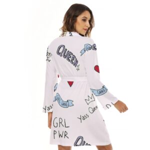 Wrap yourself in empowerment with the Girl Gang Robe. Designed with quirky graphics, motivational slogans, and a chic rose accent, this robe is your go-to for comfort and confidence. Perfect for downtime or uplifting mornings.