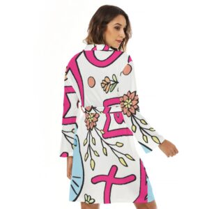 Elevate your cozy moments with this Colorful Cartoon Cat and Floral Robe. Showcasing a unique mix of quirky illustrations and bright colors, this robe is a perfect blend of comfort and personality. Wrap yourself in soft fabric while expressing your playful side!