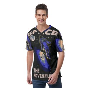 Shoot for the stars with the Space Cowboy Adventure Tee. This bold V-neck design celebrates the thrill of space exploration while offering supreme comfort for all your adventures on Earth and beyond.