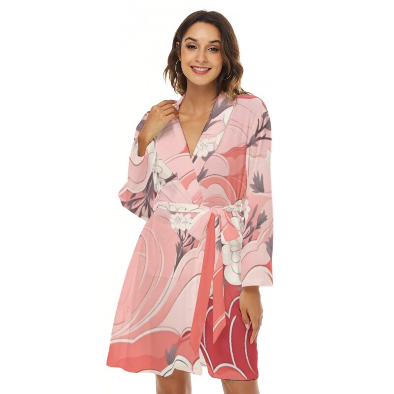 Feel effortlessly chic with this Pink Floral Lounge Robe. Its flowing design and gentle floral print bring a sense of tranquility and style to your relaxed moments. A must-have for women who love combining beauty and comfort!