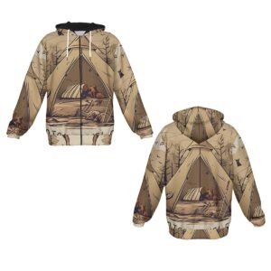 Bring the serenity of the forest to your everyday style with the Cozy Campfire Heavy Fleece Zip Hoodie. Designed with warm earthy colors and a detailed campsite illustration, this hoodie is the ideal companion for nature enthusiasts. Whether you're lounging by the fire or strolling through the city, its cozy fleece material keeps you snug while showcasing your love for the outdoors.