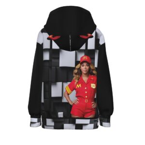 Show off your love for bold fashion and pop icons with the Bey@McD Hoodie. This standout hoodie blends comfort with a cultural nod, making it a must-have for trendsetters.