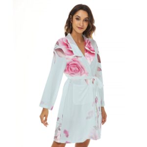 Wrap yourself in floral charm with the Elegant Bloom Robe. Its gentle pastel tones and romantic rose design make it a luxurious addition to your relaxation wardrobe. Soft, airy, and effortlessly chic.