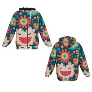 Bloom with happiness in the Flower Power Fun Heavy Fleece Hoodie! With its colorful flowers and happy faces, this hoodie is a wearable mood booster. The heavy fleece fabric ensures all-day comfort and warmth while the lively design guarantees you’ll stand out wherever you go. Be fun, be vibrant, be you!