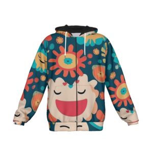 Bloom with happiness in the Flower Power Fun Heavy Fleece Hoodie! With its colorful flowers and happy faces, this hoodie is a wearable mood booster. The heavy fleece fabric ensures all-day comfort and warmth while the lively design guarantees you’ll stand out wherever you go. Be fun, be vibrant, be you!