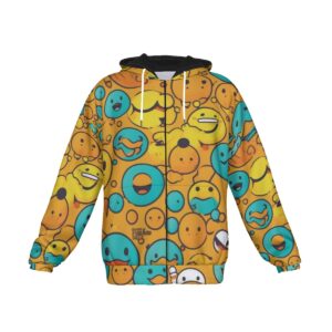 Stay snug and showcase your fun side with the Emoji Chaos Heavy Fleece Zip-Up Hoodie. Covered in quirky, colorful emojis, this hoodie is a must-have for anyone who loves standout streetwear. Its heavy fleece material ensures you stay warm without sacrificing style. Let your hoodie do the talking—no words needed!