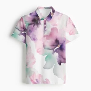 Channel tropical vibes with the Miami Vice Watercolor Floral Polo Shirt, a bold yet refined piece that combines artistic watercolor florals with a classic polo design. Its pastel hues and airy comfort make it a standout addition to your wardrobe.