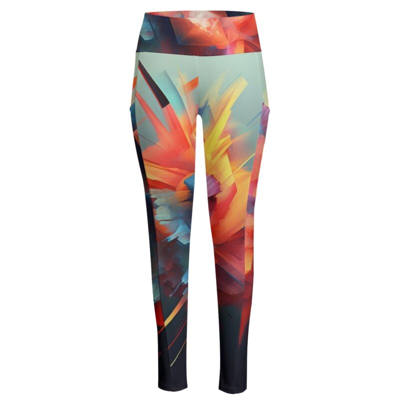 Ignite your wardrobe with the Fiery Spectrum Leggings, a bold blend of warm and cool hues in an artistic design. These leggings deliver a perfect combination of style and comfort, ideal for yoga, gym sessions, or adding a burst of color to your everyday look.