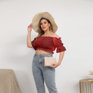 Flaunt your fun and feminine side with this stunning Off-Shoulder Crop Top. Featuring charming ruffle accents and a breezy fit, this top is a summer essential that exudes confidence and effortless style.