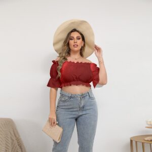 Flaunt your fun and feminine side with this stunning Off-Shoulder Crop Top. Featuring charming ruffle accents and a breezy fit, this top is a summer essential that exudes confidence and effortless style.