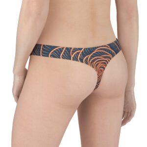 Navy thong with bold burnt orange rose swirl outlines, creating an edgy, sophisticated floral design with a fiery twist.